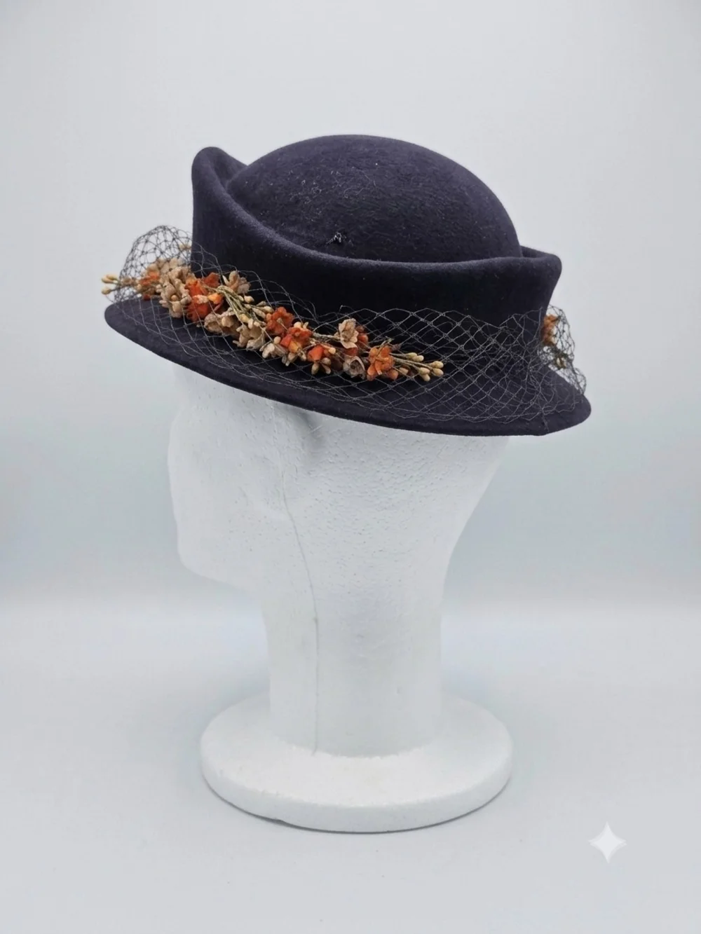 Vintage Glenover by Henry Pollak 1940s Cloche & Bowler Combination Ladies Hat